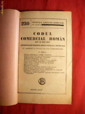 Codul Comercial Roman -M.O.1887 cu modificari pana1943 foto