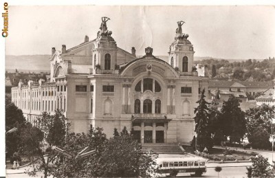 CPI (B806) CLUJ, TEATRUL NATIONAL, EDITURA MERIDIANE, CPCS, CIRCULATA, 1965, STAMPILE, TIMBRU FILATELIC foto