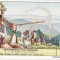 134 - ETHNIC, Femeie cantand la tulnic si cioban cu oile - old mini postcard