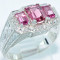 superb inel aur alb 14K diamante si topaze roz naturale 1,87CT