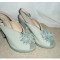 Sandale TOPSHOP verde menta 37 piele intoarsa platforma pantofi 4 UK