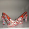 Superbe sandale dama IRREGULAR CHOICE tesut satinat imprimeu cirese noi Sz 38