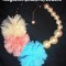 COLIER BRATARA HIGH FASHION 11 PERLE DIFERITE DIMENSIUNI 3 PAMPOANE VOAL TUL CREM ROZ PIERSICA TURCOAZ COLIERE MARGELE ACCESORII MODA BIJUTERII FEMEI