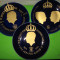 Trei FARFURII DE COLECTIE din portelan fin HACKEFORS decorat cu aur , cu efigii ale monarhilor suedezi / numar de serie / Pret pentru toate trei