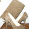 Pantofi nude marime 35-36 , piele intoarsa, toc 8 cm