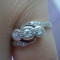 vintage inel aur galben 18K si platina cu diamante naturale 0.16CT ieftin