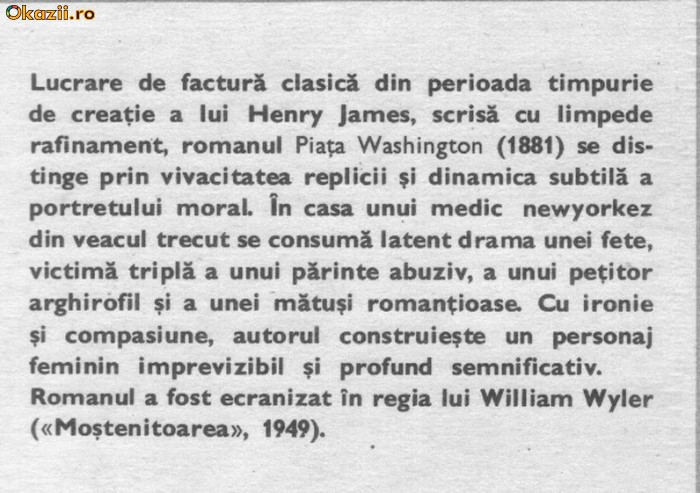 Henry James - Piata Washington Henry James - Piata Washington