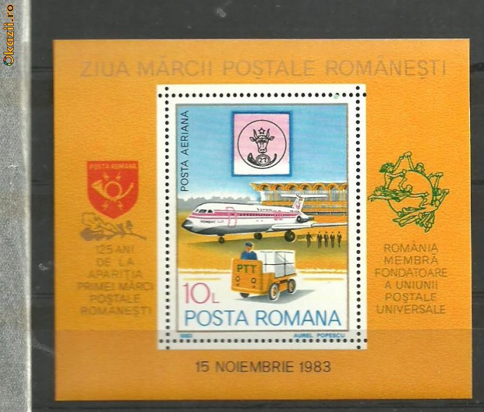 Romania 1983 - ZIUA MARCII POSTALE. AVION ROMBAC 1-11, colita MNH, F163