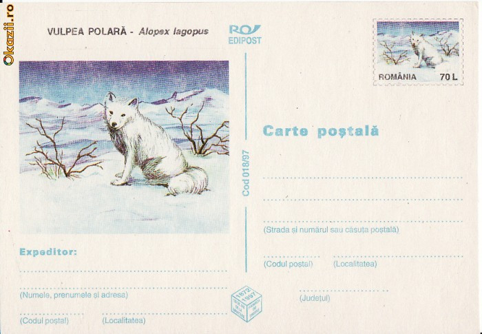 Intreg postal -Animale cu blana -vulpea polara