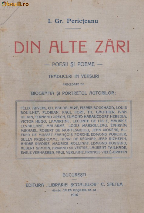 Poesii si poeme : Baudelaire,Verlaine,Lamartine... (ed.1916)