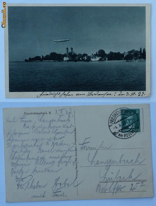 Zepellin, circulata, 1927, stare excelenta Zepellin, circulata, 1927, stare excelenta