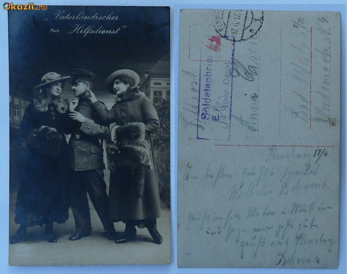 Militara , Germania , Feldpost , 1917 , stare excelenta