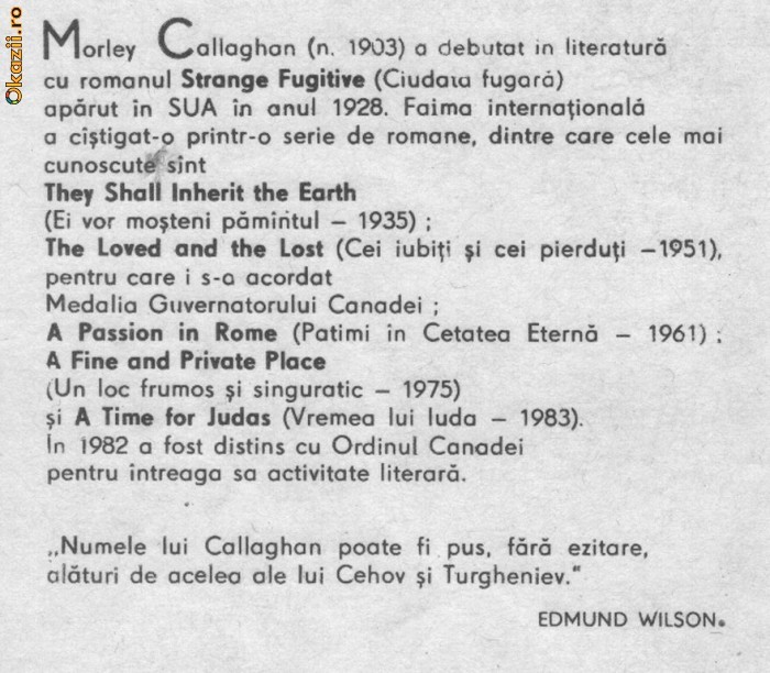 Morley Callaghan - Ei vor mosteni pamantul Morley Callaghan - Ei vor mosteni pamantul