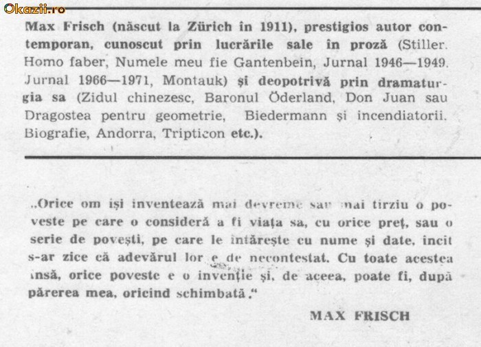 Max Frisch - Eu nu sunt Stiller Max Frisch - Eu nu sunt Stiller