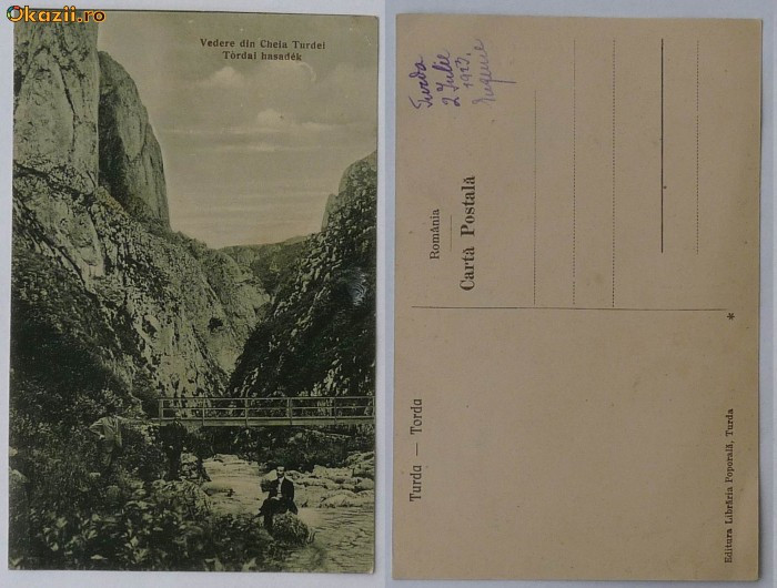 Cheia Turdei , 1923 ; Podul , animatie , necirculata Cheia Turdei , 1923 ; Podul , animatie , necirculata