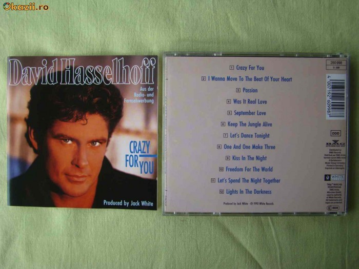 DAVID HASSELHOFF - Crazy For You - C D Original Nou DAVID HASSELHOFF - Crazy For You - C D Original Nou