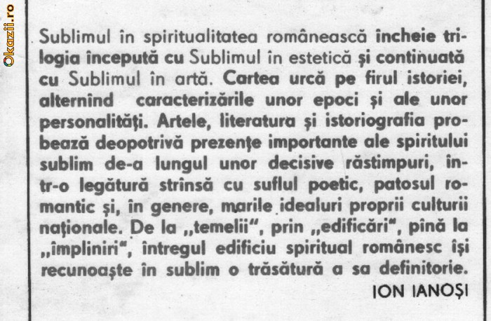 Ion Ianosi - Sublimul si spiritualitatea romaneasca