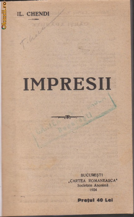 Il.Chendi / IMPRESII (editie 1924)