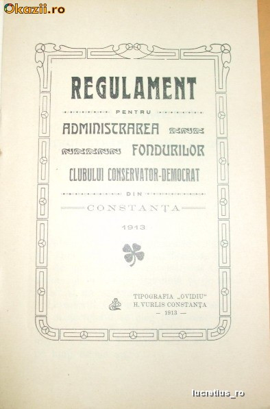 regulament, Clubul Conservator-Democrat-Constanta-1913
