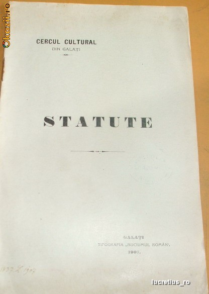 Statut- Cercul Cultural-Galati-1907