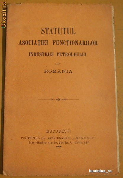 Statut-ASoc. Functionarilor Industria Perolului-1906 Statut-ASoc. Functionarilor Industria Perolului-1906