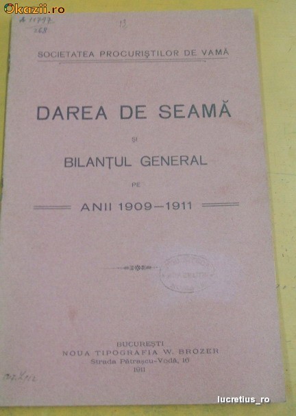Statut-Soc. Procuristilor de vama-Bilant-1909-1910