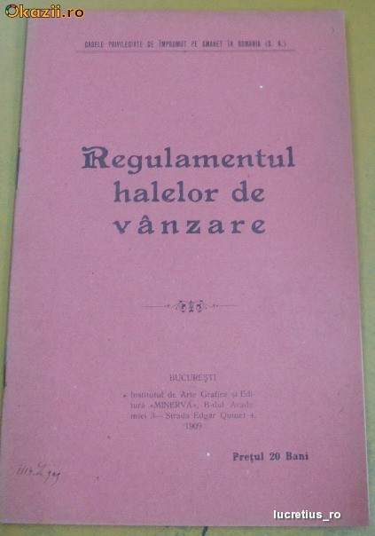 Statut-Regulament-Halelor de vanzare-1909