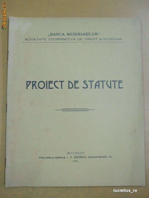 Statut-BANCA MESERIASILOR-Bucuresti-1904