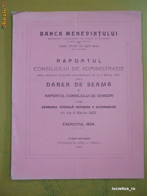 BANCA MEHEDINTULUI-Turnu-Severin-1905