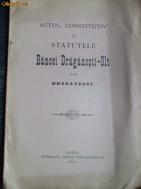 Statut- Banca DRAGANEST-OLT-Slatina.1904