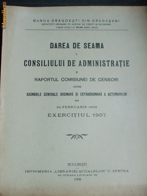 Statut- Banca DRAGOESTI din DRAGASANI-OLT-1908