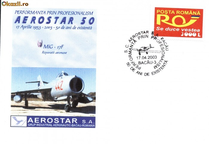 Plic avion militar MiG-17F,fost in dotarea aviatiei romane Plic avion militar MiG-17F,fost in dotarea aviatiei romane