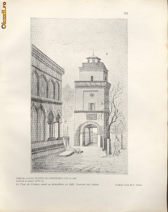 Plansa -Turnul Coltei inainte de daramare-la 1888