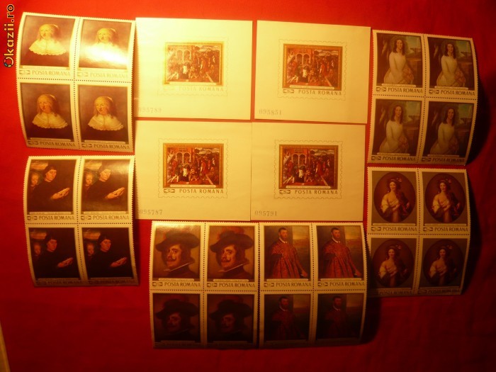 Serie(6 val.x4)+ 4 Colite - Reproduceri de Arta II , nestampilat