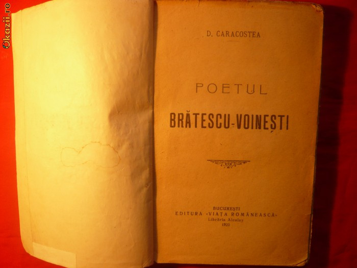 D.Caracostea - Poetul Bratescu-Voinesti - Prima Editie 1921