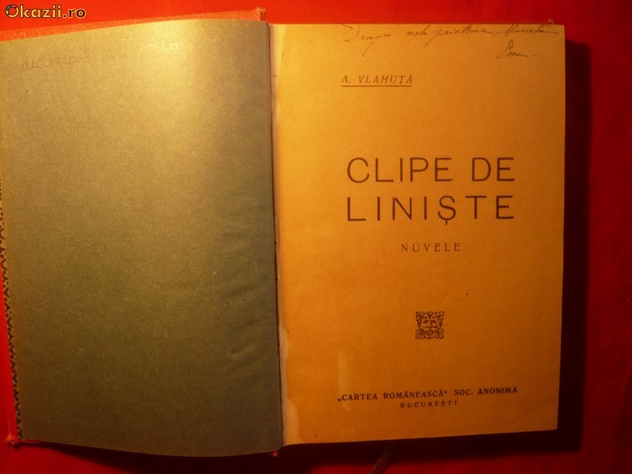 ALEX .VLAHUTA ''Clipe de liniste '-'nuvele - cca. 1920 ALEX .VLAHUTA ''Clipe de liniste '-'nuvele - cca. 1920