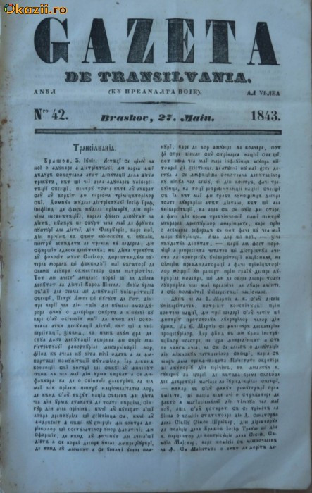 Gazeta de Transilvania , Brasov , nr. 42 , 27 mai , 1843