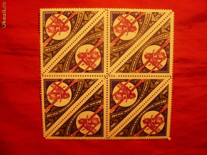 BLOC - ZIUA COSMONAUTILOR 1989 URSS ,1val.X8