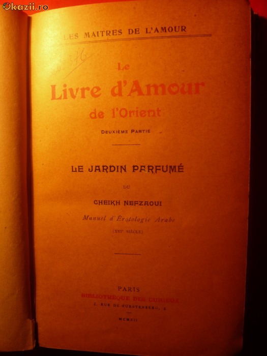 Cartea Amorului Oriental - Manual de Erotologie Araba 1912 Cartea Amorului Oriental - Manual de Erotologie Araba 1912
