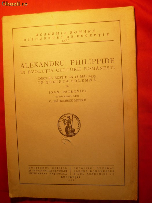 I. Petrovici - Al. Philippide in evolutia culturii rom.-1935