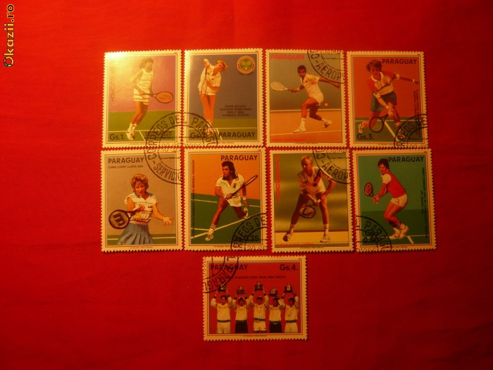 Serie mica- Tenis- Campioni 1986 Paraguay ,6 v+3vignete ,stamp.