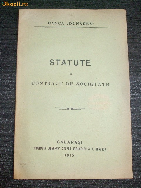 Statut- Banca DUNAREA-Calarasi-1913
