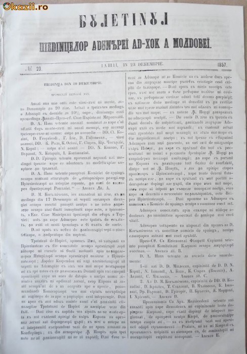 Buletinul sedintelor Adunarii Ad - hoc a Moldovei , nr. 23 , 1857