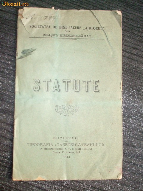 Statut- Soc. &amp;quot;AJUTORUL&amp;quot;-Rimnicu-Sarat-1903