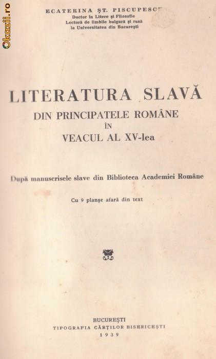 Literatura slava din Principatele Romane in veacul XV (1939)