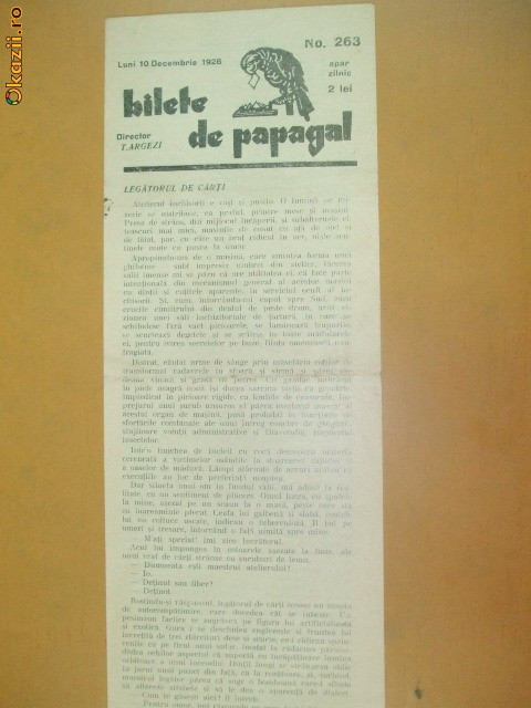 Revista Bilete de papagal nr 263 1928