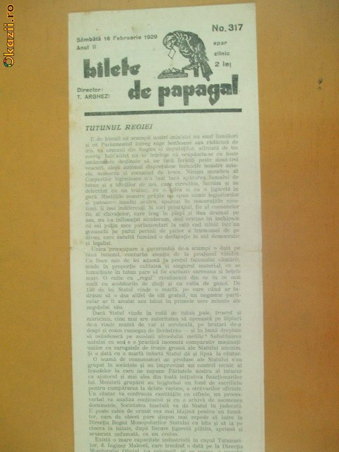 Revista Bilete de papagal nr 317 1929