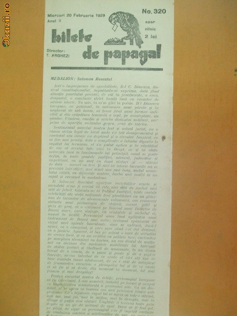 Revista Bilete de papagal nr 320 1929