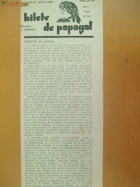 Revista Bilete de papagal nr 370 1929
