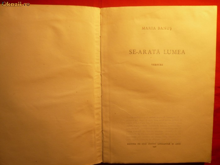 MARIA BANUS - SE- ARATA LUMEA - 1956- Prima Editie